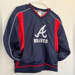 Atlanta Braves Navy and Red Pullover Jacket Windbreaker Kids Size 10/12